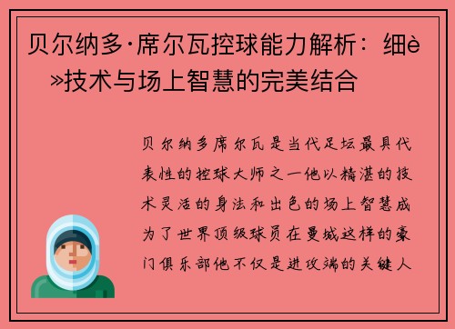 贝尔纳多·席尔瓦控球能力解析：细腻技术与场上智慧的完美结合